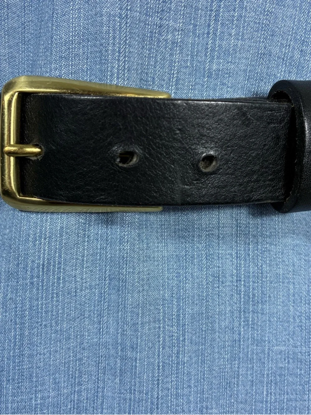 Classic Black Leather Solid Brass Buckle 42” long unisex